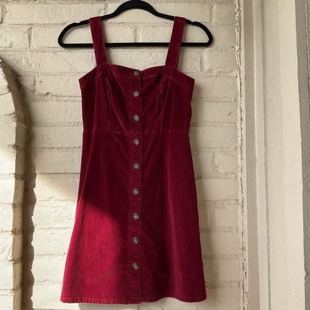 Hollister Burgundy Corduroy Button Dress Size XS